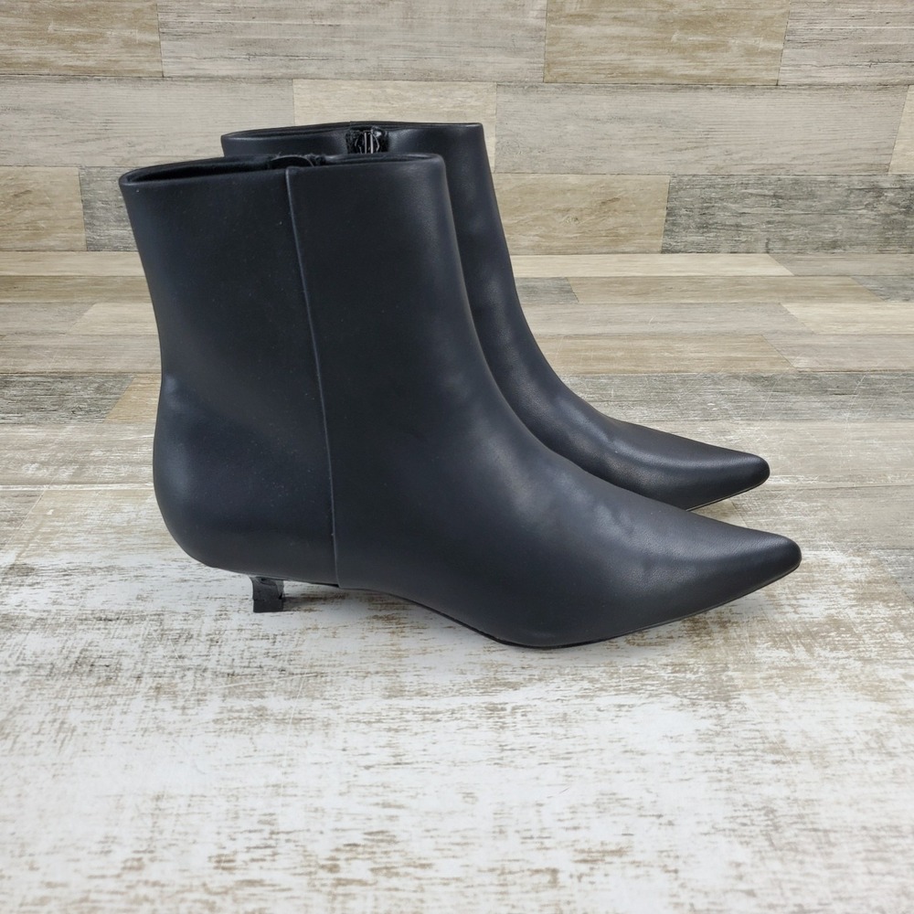 ALDO Joanaa Womens Booties Boots Sz 8 Black Leather Side Zipper Pointed Toe
